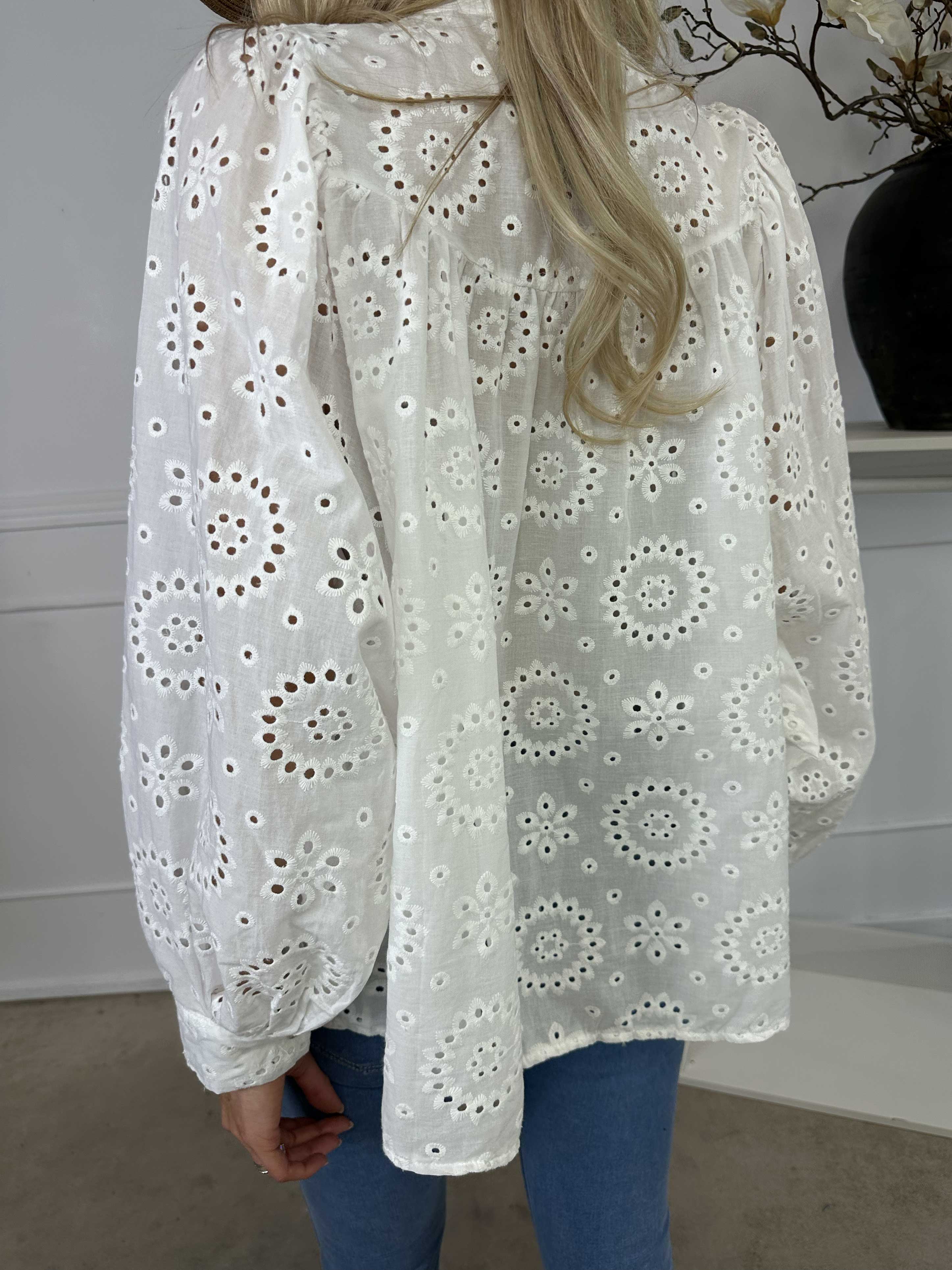 Bree - Tunika i bomull med broderad anglaise